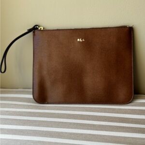 Ralph Lauren Brown Leather Wristlet Pouch